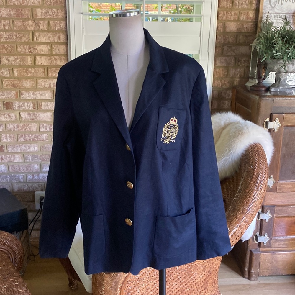 LAUREN Ralph Lauren GOLD BUTTON BLAZER JACKET CREST 18 W ** EXCELLENT